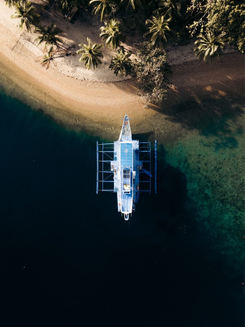 Expedition boat at a hidden Palawan cove